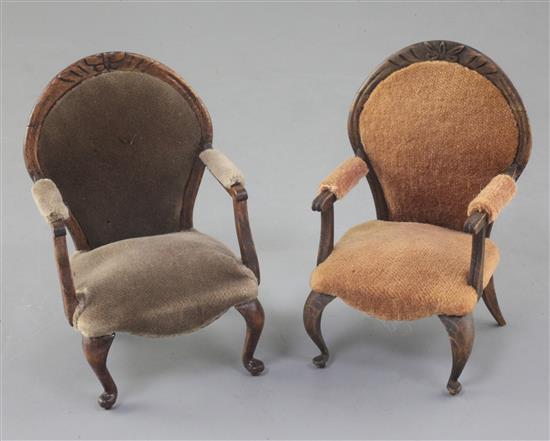 Denis Hillman. A pair of Louis XV style beech fauteuils, height 3.75in.